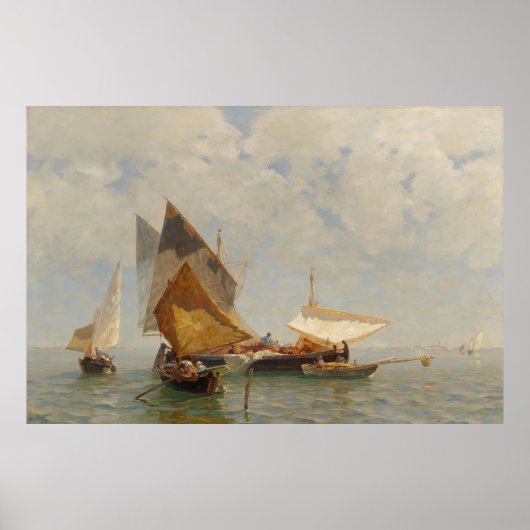 Venetië, vissersboot in de lagune (1889) poster (Voorkant)