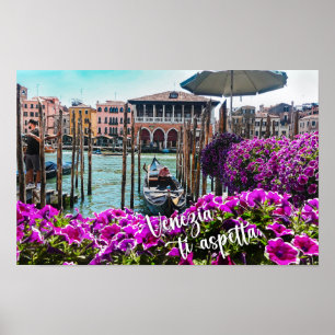Venetië wacht op je! Gondelpark, Venezia. Italië,  Poster