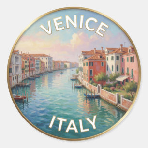 Venetië Waterfront Reflecties Italië Reizen  Ronde Sticker