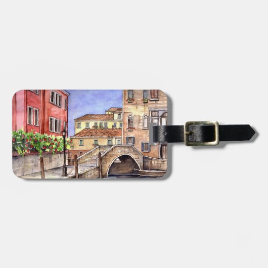 Venetië - Waterverf pen en was Bagagelabel (Voorkant horizontaal)