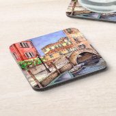 Venetië - Waterverf pen en was Bier Onderzetter (Linkerzijde)