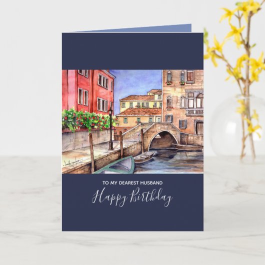 Venetië - Waterverf pen en was Kaart (Gele Bloem)