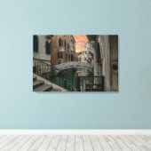 Venetië Zonsondergang Kanaal & Brug – Romantisch Canvas Afdruk (Insitu (Houten vloer))