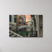 Venetië Zonsondergang Kanaal & Brug – Romantisch Canvas Afdruk (Voorkant)