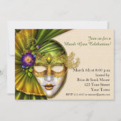 Venetion Mask, Masquerade Invitation Kaart (Voorkant)