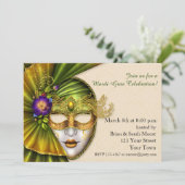 Venetion Mask, Masquerade Invitation Kaart (Staand voorkant)