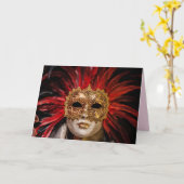 venetisch carnavalsmasker wenskaart kaart (Gele Bloem)