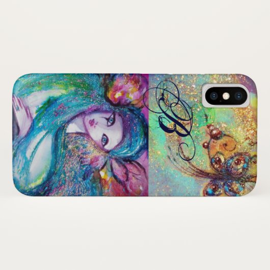 VENETISCHE MASKERADE/MASK IN BLAUWE MONOGRAM Case-Mate iPhone CASE (Achterkant (horizontaal))