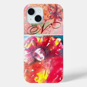 VENETISCHE MASKERADE - MASK IN RODE MONOGRAM iPhone 15 CASE