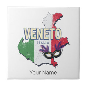 Veneto Italië Retro Regio Kaart Souvenir Tegeltje
