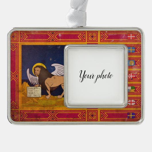 Veneto Verzilverd Omlijst Ornament (Voorkant)