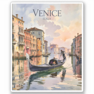 Venezia Gondelrit Aquarel Kanaal Kleurrijk Sticker