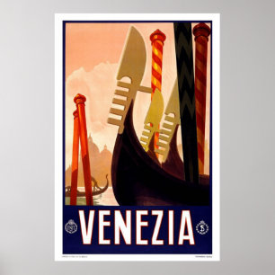 Venezia Gondola Vintage Travel Poster