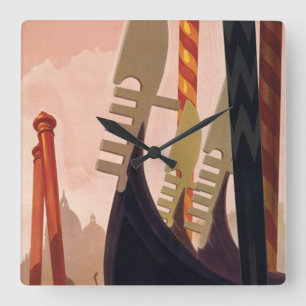  Venezia Gondolas Square Walllock Vierkante Klok