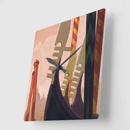 Venezia Gondolas Square Walllock Vierkante Klok (Hoek)