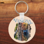 Venezia, Italië: Colorful Canal Sleutelhanger (Voorkant)