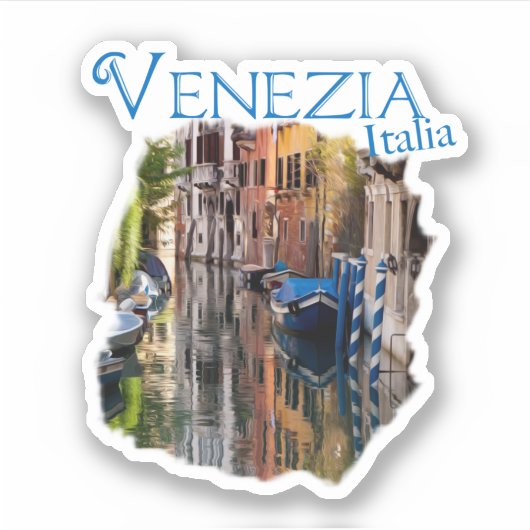 Venezia, Italië: Colorful Canal Sticker (Voorkant)
