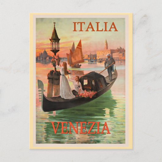Venezia, Italië vintage reisposter, Briefkaart (Voorkant)