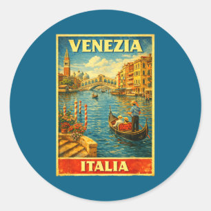 Venezia Italië Vintage Reizen Venice Ronde Sticker