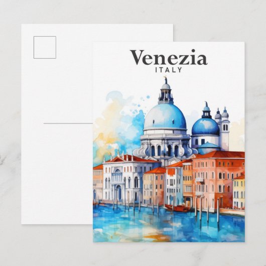 Venezia Italië Waterverf Schilderij Reizen Briefkaart (Voorkant / Achterkant)