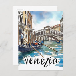 Venezia Italië Waterverf Schilderij Reizen Briefkaart