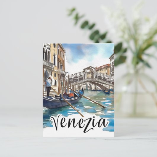 Venezia Italië Waterverf Schilderij Reizen Briefkaart (Staand voorkant)