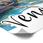 Venezia Italië Waterverf Schilderij Reizen Poster (Hoek)