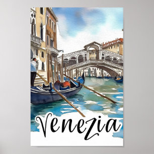 Venezia Italië Waterverf Schilderij Reizen Poster