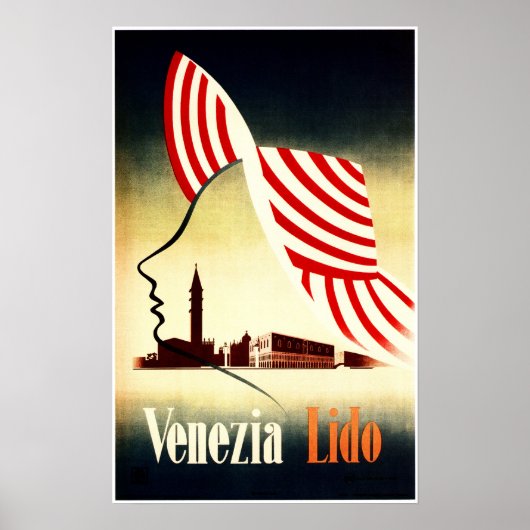 VENEZIA LIDO Venice Italië Reisposter Poster (Voorkant)