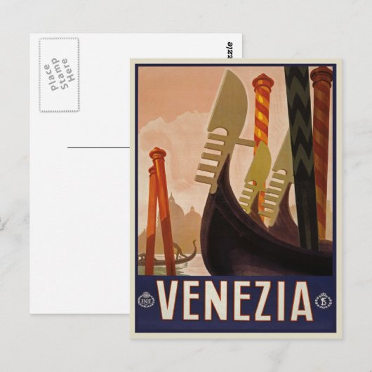 Venezia | Reisposter van Venetië Briefkaart (Voorkant / Achterkant)