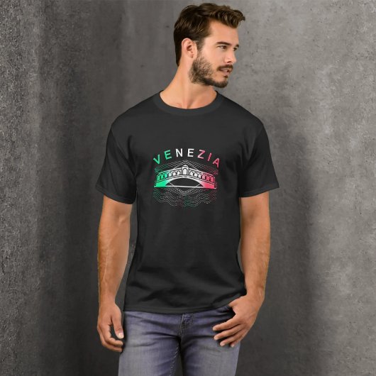 Venezia Rialto Bold Lines Mannen Basic Dark T-shirt