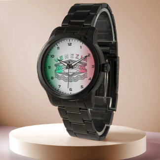 Venezia Rialto Bold Lines Oversized zwarte armband Horloge