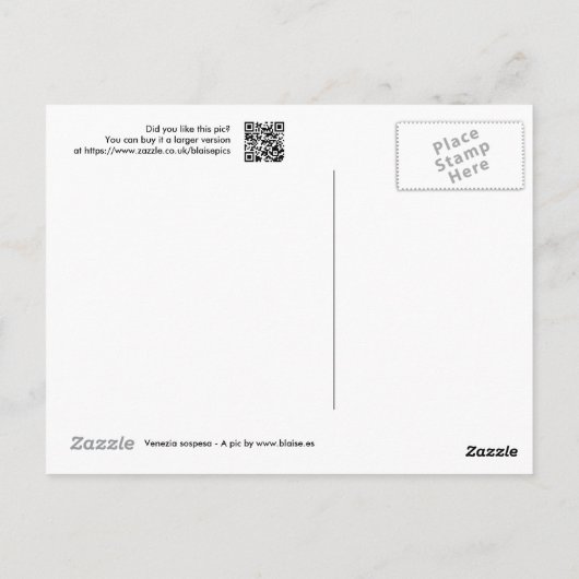 Venezia sospesa briefkaart (Achterkant)