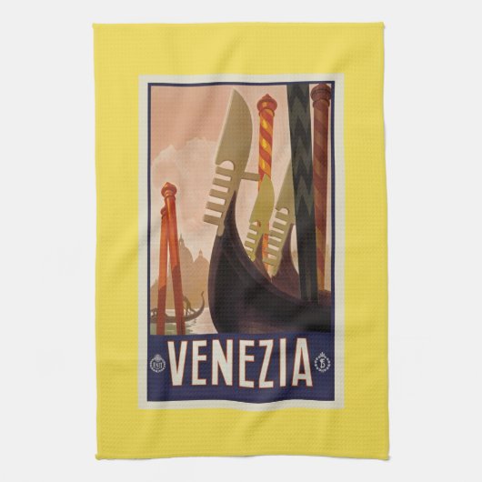 Venezia Venetië Boten Theedoek (Verticaal)
