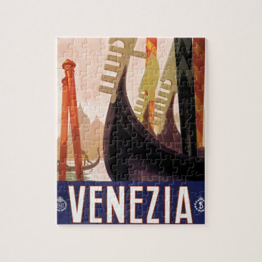 Venezia, Venetië, Italië Gondolas Vintage Travel A Legpuzzel (Verticaal)