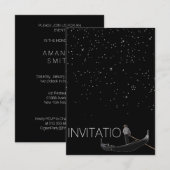 Venezian Gondola Uitnodigingssterren Night Kaart (Voorkant / Achterkant)