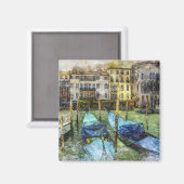 Venezianse gondelschildering scène magneet (Voorkant / Achterkant)
