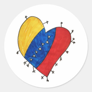 Venezolaans hart geel, blauw en rood ronde sticker