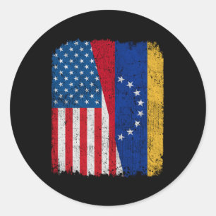 Venezolaanse Amerikaanse vlag Half USA Venezuela R Ronde Sticker