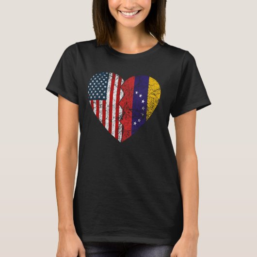 Venezolaanse Amerikaanse vlaggen Hart Verenigde St T-shirt (Voorkant)