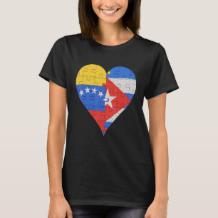 Venezolaanse Cubaanse vlag Heart T-shirt