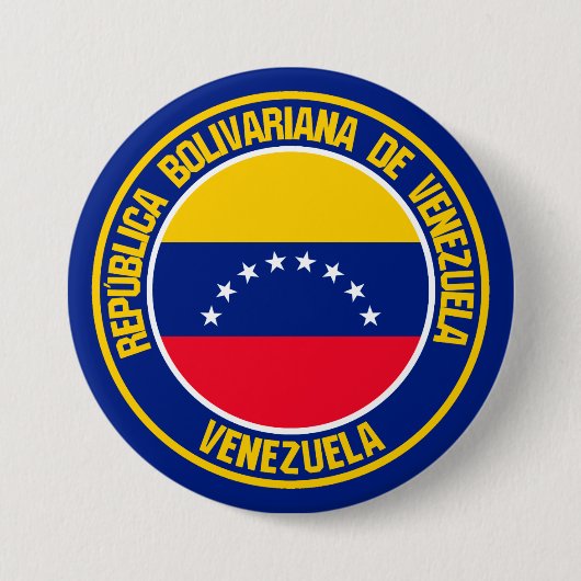 Venezolaanse Ronde Embleem Button 7,6 Cm (Voorkant)