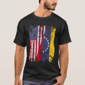 Venezolaanse roots Half Amerikaanse vlag Venezuela T-shirt (Voorkant)