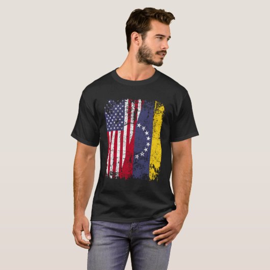 Venezolaanse roots Half Amerikaanse vlag Venezuela T-shirt (Voorkant volledig)