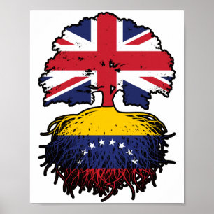 Venezolaanse Venezolaanse Britse vlag over boomsta Poster