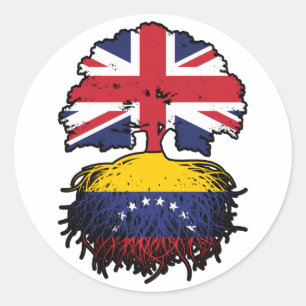 Venezolaanse Venezolaanse Britse vlag over boomsta Ronde Sticker