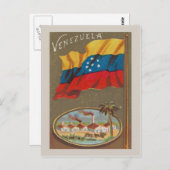 Venezolaanse vintage met vlag briefkaart (Voorkant / Achterkant)