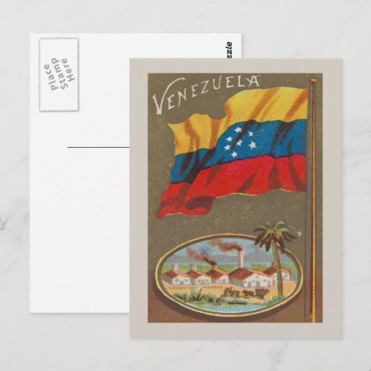 Venezolaanse vintage met vlag briefkaart (Voorkant / Achterkant)