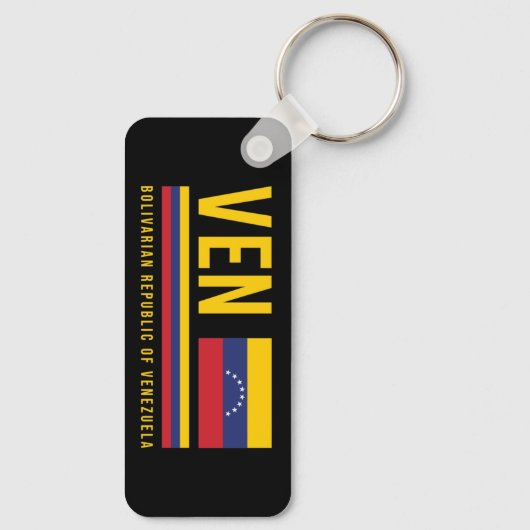 Venezolaanse vlag en ISO-code Alpha-3-ontwerp Sleutelhanger (Achterkant)