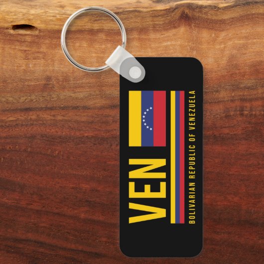 Venezolaanse vlag en ISO-code Alpha-3-ontwerp Sleutelhanger (Voorkant)